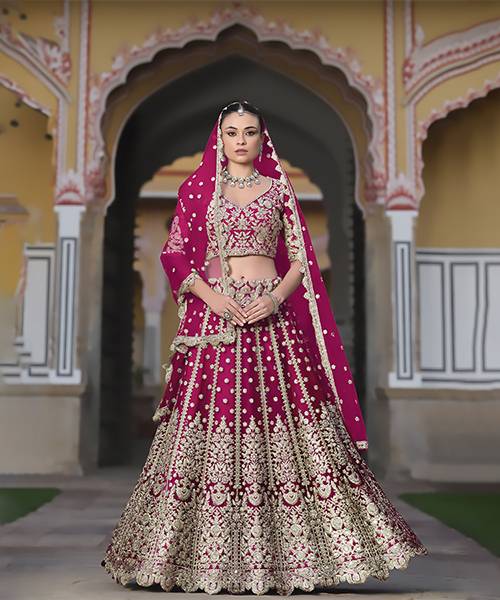 Pink Net Designer Lehenga