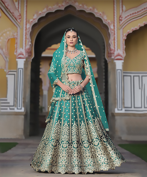 Sky blue Net Designer Lehenga