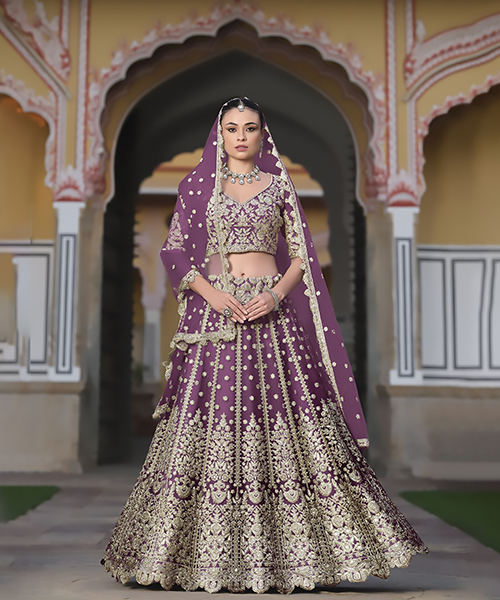 Purple Net Designer Lehenga