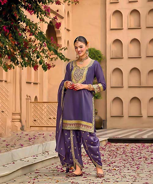 Purple Simar Silk Designer Salwar Kameez