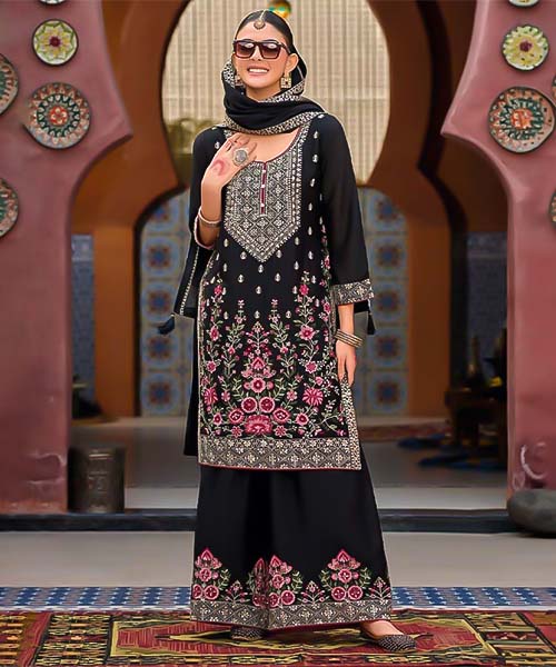 Black  Chinon Party Wear Salwar Kameez in mumbai