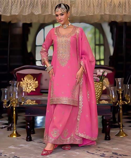 Pink  Simar Silk Party Wear Salwar Kameez in delhi