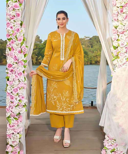 Yellow  Cotton Casual Wear Salwar Kameez in truro