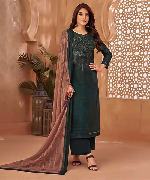 Black Cambric Cotton Casual Wear Salwar Kameez