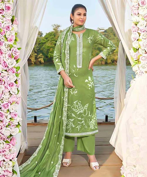 Green  Cotton Casual Wear Salwar Kameez in truro
