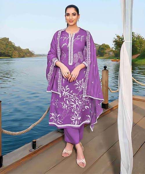 Purple Cotton Casual Wear Salwar Kameez in truro