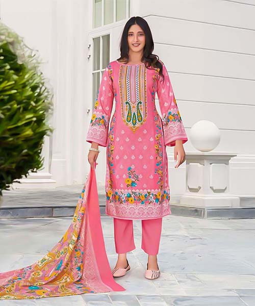 Pink  Cotton Casual Wear Salwar Kameez