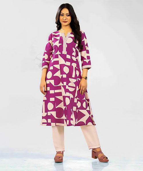 Violet Cotton Flex Casual Wear Kurti