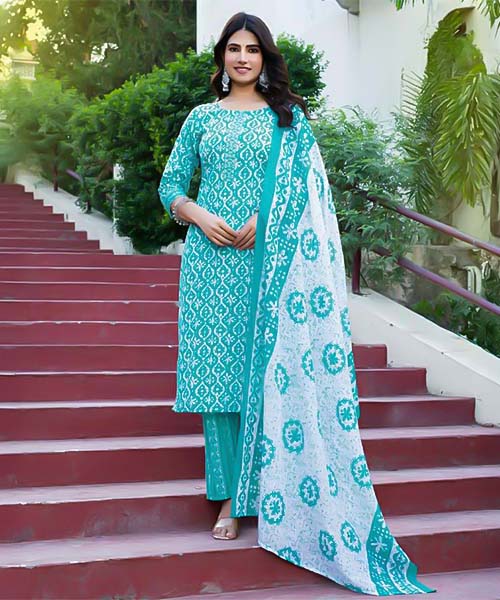 Cyan  Cotton Casual Wear Salwar Kameez in ipswich