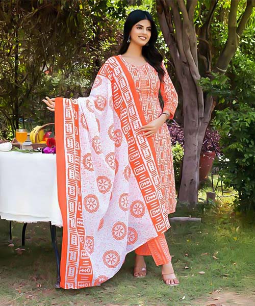 Orange  Cotton Casual Wear Salwar Kameez in ipswich