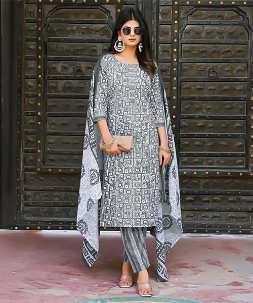 Grey  Cotton Casual Wear Salwar Kameez in ipswich