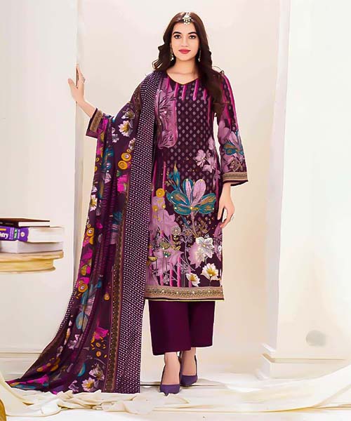 Magenta  Cotton Printed Salwar Kameez in ireland