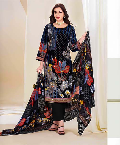 Black Cotton Printed Salwar Kameez