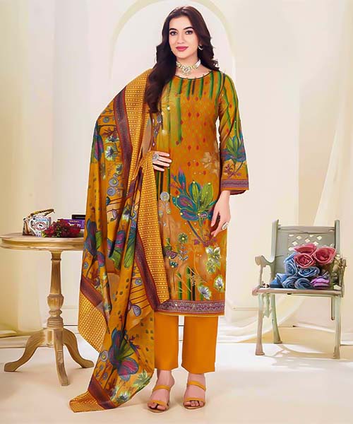 Yellow Cotton Printed Salwar Kameez in ireland