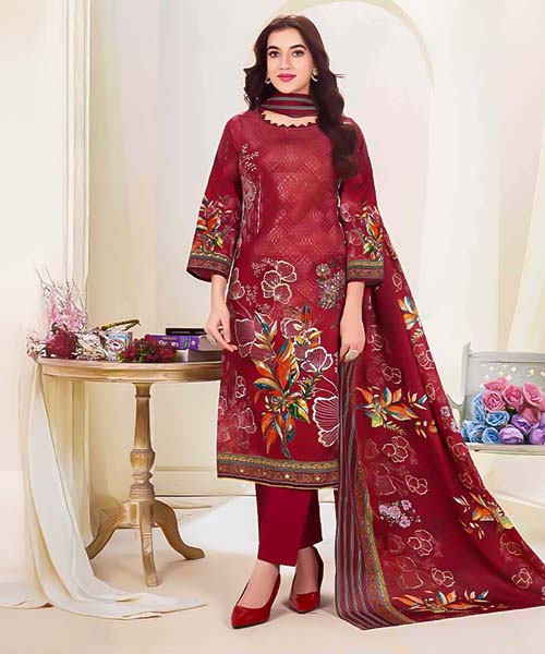 Red  Cotton Printed Salwar Kameez in ireland