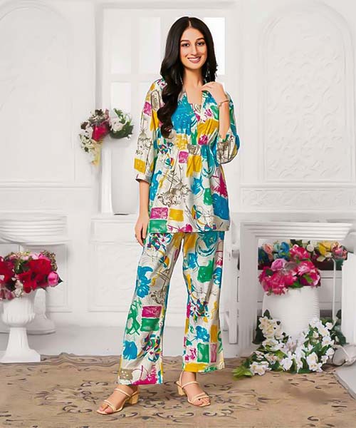 White Vatican Printed Kurti in united kingdom