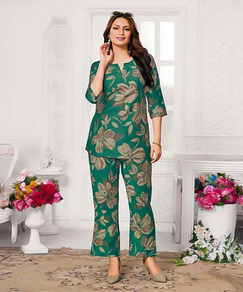 Green  Vatican Printed Kurti in united kingdom