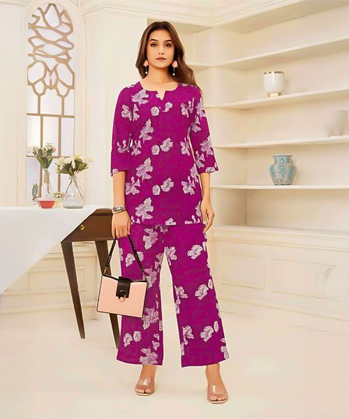 Violet Cotton Printed Kurti in ipswich