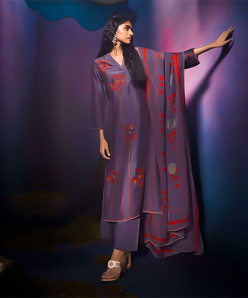 Violet Bemberg Silk Party Wear Salwar Kameez