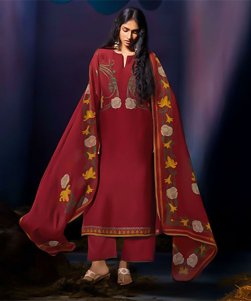 Brown Bemberg Silk Party Wear Salwar Kameez in tucson