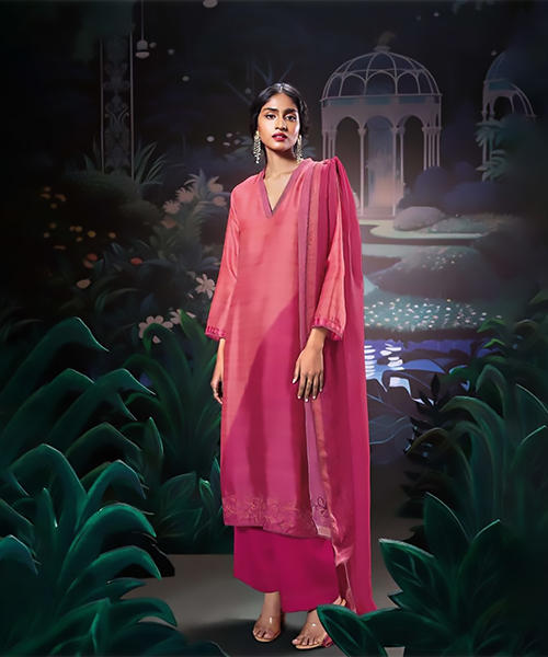 Pink Silk Designer Suit