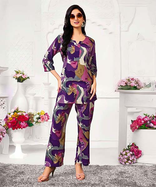 Violet Rayon Printed Kurti in united kingdom