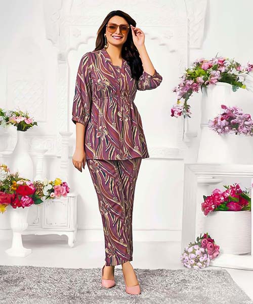 Purple Rayon Printed Kurti in united kingdom