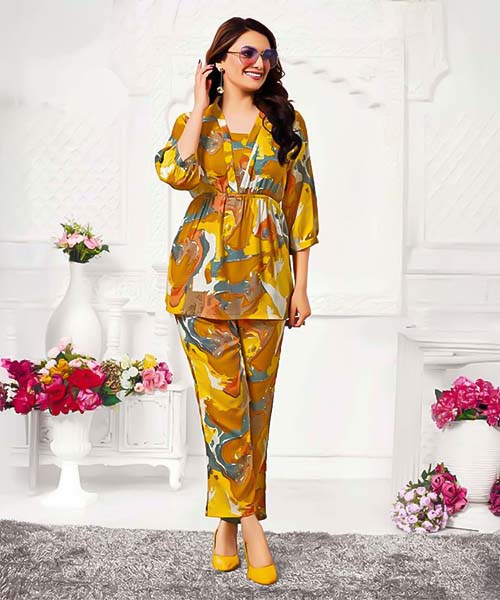 Yellow Rayon Printed Kurti in united kingdom