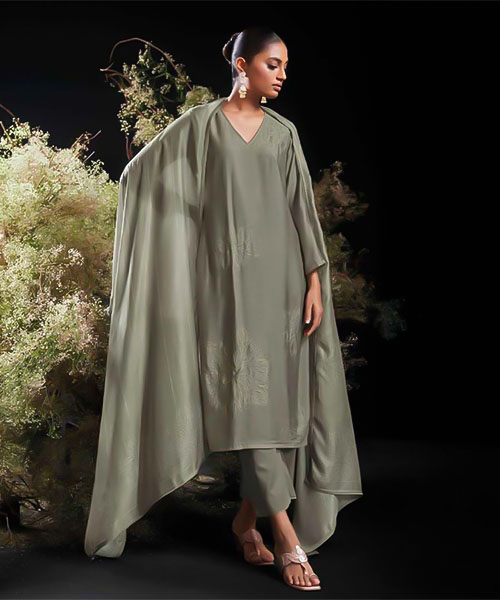 Green  Bemberg Silk  Party Wear Salwar Kameez