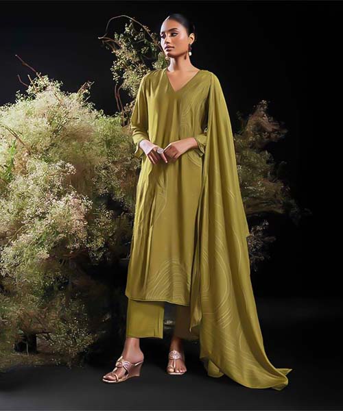 Green  Bemberg Silk  Party Wear Salwar Kameez