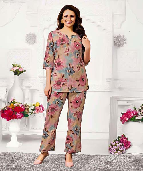Pink  Rayon Printed Kurti in united kingdom
