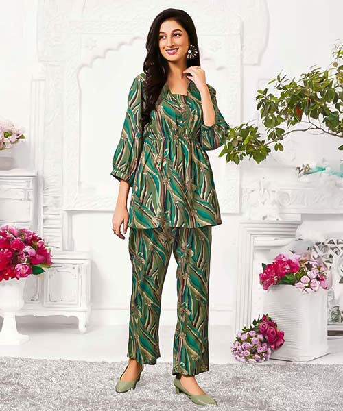Green  Rayon Printed Kurti in united kingdom