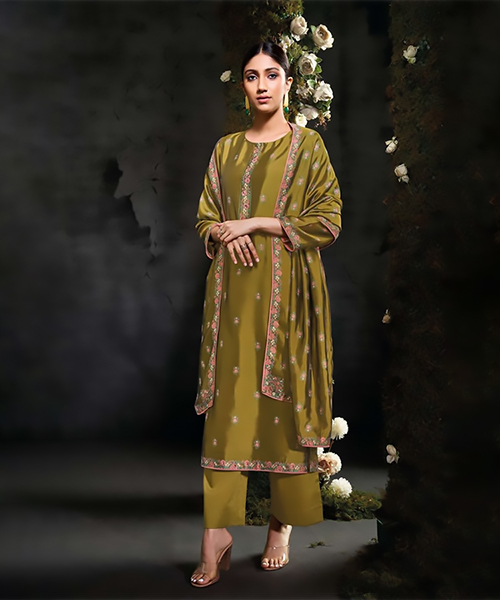 Yellow Silk Designer Suit