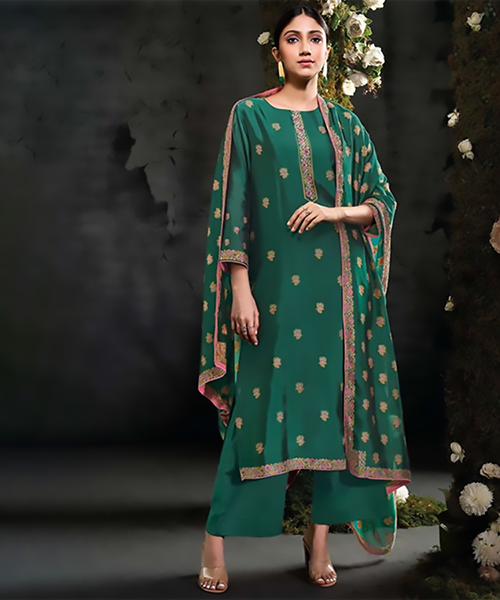 Green Silk Designer Suit