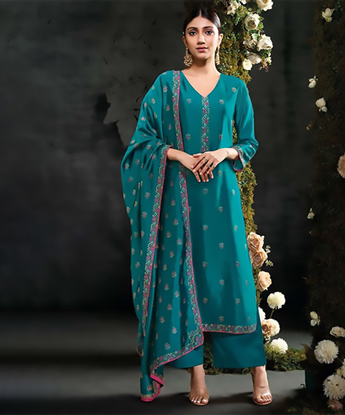 Sky blue Silk Designer Suit