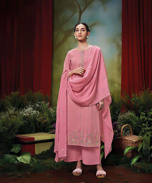 Pink  Cotton Handloom Party Wear Salwar Kameez