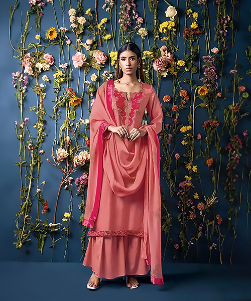 Pink Silk Designer Suit