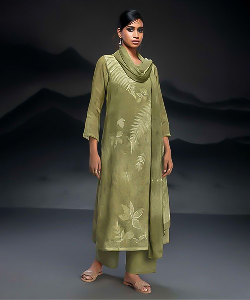 Green  Linen Party Wear Salwar Kameez in delhi