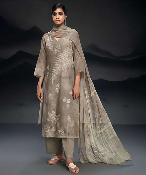 Grey Linen Party Wear Salwar Kameez in delhi