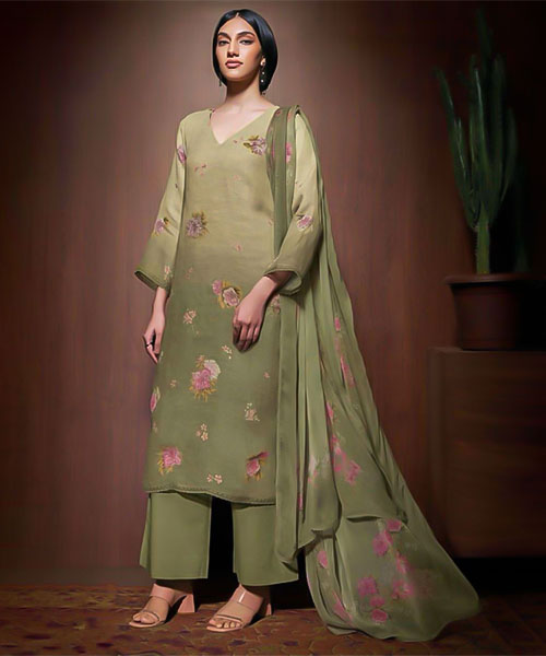 Green  Linen Party Wear Salwar Kameez in delhi