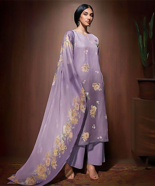 Purple Linen Party Wear Salwar Kameez in delhi