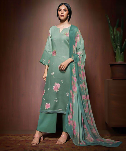 Green  Linen Party Wear Salwar Kameez in delhi