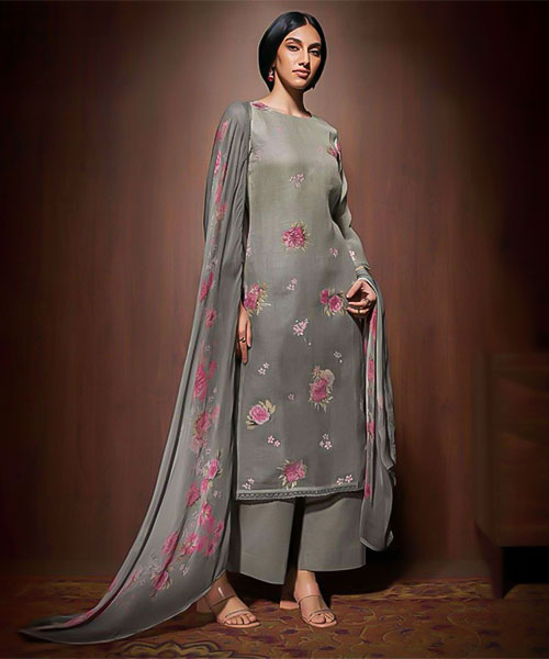 Grey Linen Party Wear Salwar Kameez in delhi