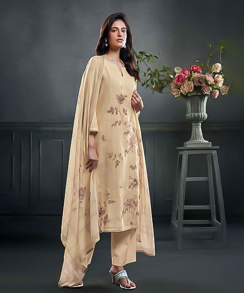 White Linen Cotton Party Wear Salwar Kameez