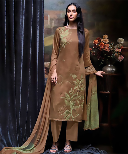 Brown Cotton Partywear Suit