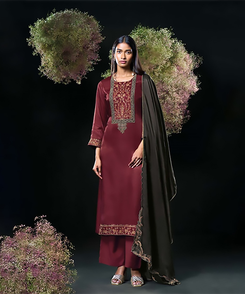 Maroon Silk Designer Suit