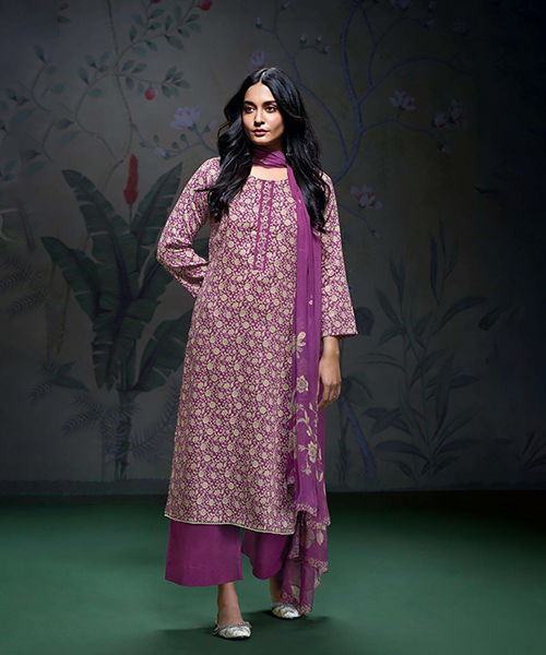 Purple Cotton Satin Casual Salwar Kameez