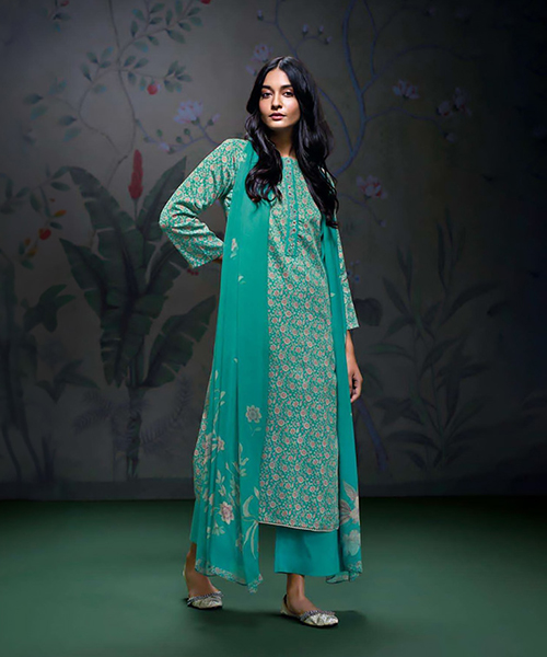 Sky Blue Cotton Satin Casual Salwar Kameez