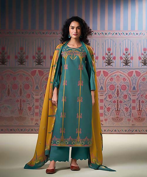 Green  Cotton Party Wear Salwar Kameez