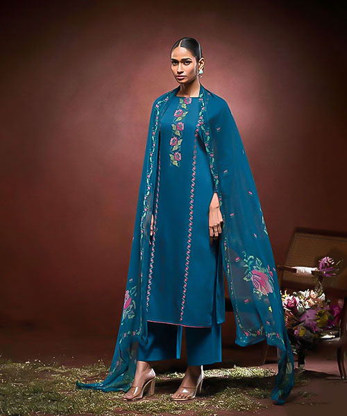 Blue  Cotton Casual Wear Salwar Kameez